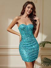 Strapless Sequin Corset Mini Party Dress
