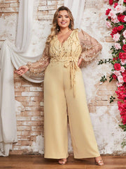Plus Sequin Backless Panel Jumpsuits
