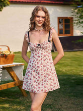 Floral Ruffled Backless Mini Party Dress