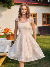 Leaf Embroidered A-line Casual Mini Dress