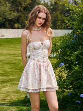 Spaghetti Floral A-line Corset Homecoming Dress