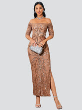 Off Shoulder Strapless Split Prom Dress