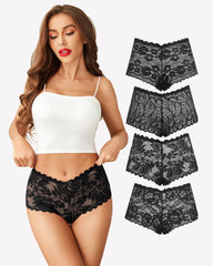 4 Pcs FLace Panties Mid-rise Panty