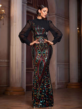 Multicolor Sequin Graphic Elegant Prom Dress SL30079