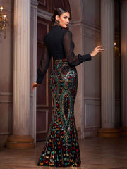 Multicolor Sequin Graphic Elegant Prom Dress SL30079