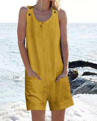 Pocket Buttons Shorts Jumpsuit