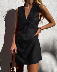Cotton Linen Slim Vest Dress
