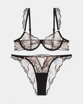 Ruffle Shoulder Strap Bra and Panty Set