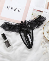 Black Beaded Crotchless Panty