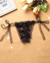 Lace-up Crotchless Thong Panty