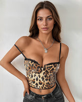 Leopard Sequin Lacework Cropped Tanks