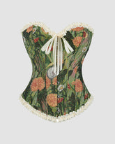 1930s 12 Boned Cotton Painting Lace Corset
