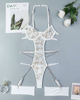 Lace Embroidered Chain Bodysuits