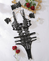 Flower Embroidery Bodysuits with Chain Bracelet