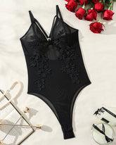 FEmbroidered Mesh Sheer Bodysuit