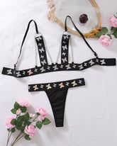 Dazzling Color Butterfly Hollow Chain Bra Sets