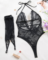 FLace Sheer Bodysuits with Gloves