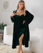 Velvet Set Slit Dress + Long Robe