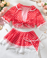 Red Polka Dot Print Tie Three-piece Set