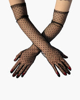 Lace Mesh Retro Polka Dot Gloves