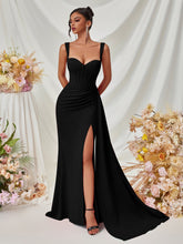 Sweetheart Neck Corset Draped Maxi Prom Dress