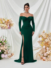 Off Shoulder Long Sleeve Corset Elegant Prom Dress