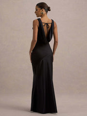 Draped Neck Sleeveless Elegant Cocktail Dress