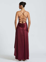 Spaghetti Lace Back Asymmetric Cocktail Dress