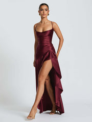 Spaghetti Lace Back Asymmetric Cocktail Dress