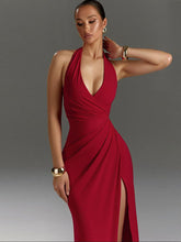 Sexy Halter Ruched Slit Cocktail Dress
