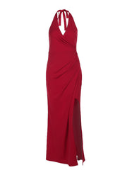 Sexy Halter Ruched Slit Cocktail Dress