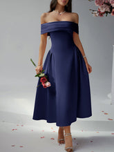 Off Shoulder A-line Solid Prom Dress