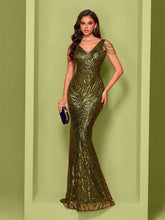 Green Sequin Chain Mermaid Cocktail Dress