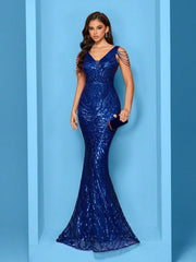 Green Sequin Chain Mermaid Cocktail Dress