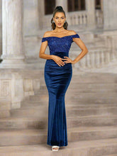 Off Shoulder Velvet Mermaid Cocktail Dress