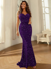 Spaghetti Backless Sequin Dress