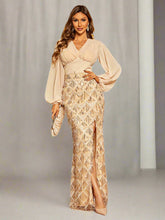 Lantern Sleeve Fringed Prom Dress