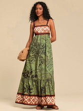 Retro Printed A-line Backless Vacation Dress