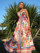 Tropical Red Swing Shirred Vacation Dress