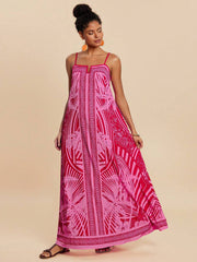 Loose Printed Spaghetti Vacation Dress