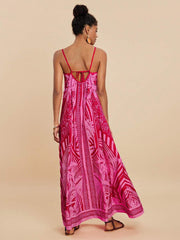 Loose Printed Spaghetti Vacation Dress