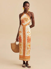 Orange Back Cross Sexy Vacation Dress