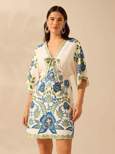 Short Sleeve V-neck Floral-print Mini Dress