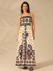Black Floral Print Maxi Vacation Dress