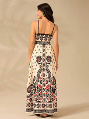Black Floral Print Maxi Vacation Dress