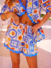 Blue Graphic Printed Resort Two Set