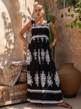 Squre Neck Printed A-line Boho Dress