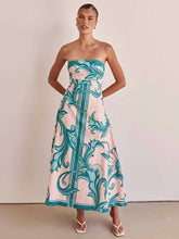 Strapless Backless Printed A-line Dress