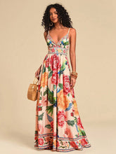 Floral Deep V-neck Backless Vacation Dress