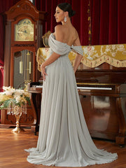 Off Shoulder Ruched Evening Dress